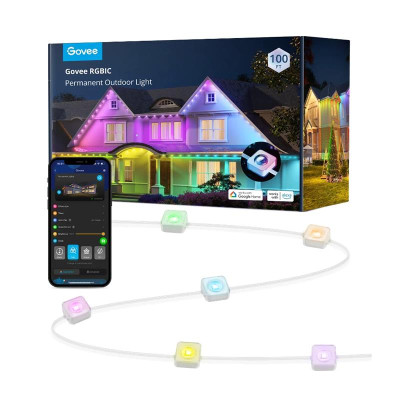 Govee Гірлянда Smart LED H705A Permanent Outdoor Lights, RGBIC, IP67, 30м, кабель прозорий