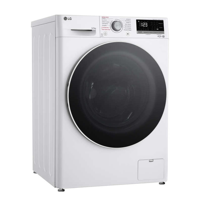 LG Прально-сушильна машина фронтальна, 9(5)кг, 1200, А, 48см, дисплей, пара, інвертор, білий