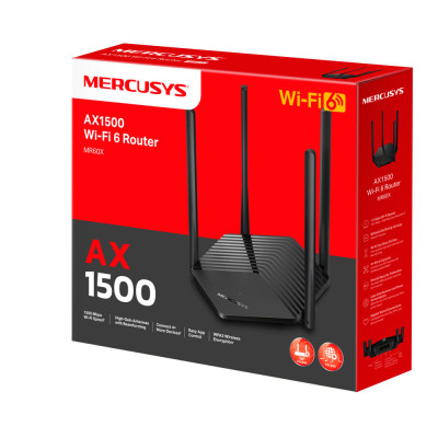 Mercusys Маршрутизатор MR60X AX1500, 2xGE LAN, 1xGE WAN, MESH