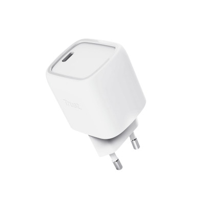 Trust Зарядний пристрій мережевий Trust Maxo 30Вт, GaN, USB-C, PD/PPS, білий