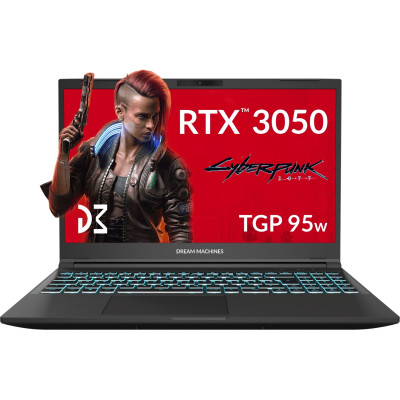 Dream Machines Ноутбук Dream Machines RG3050-15 15.6FHD IPS, Intel i7-13620H, 16GB, F1TB, NVD3050-4, DOS, чорний