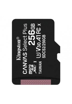 Kingston Canvas Select Plus microSD[Карта пам'яті microSD 256GB C10 UHS-I R100/W85MB/s]