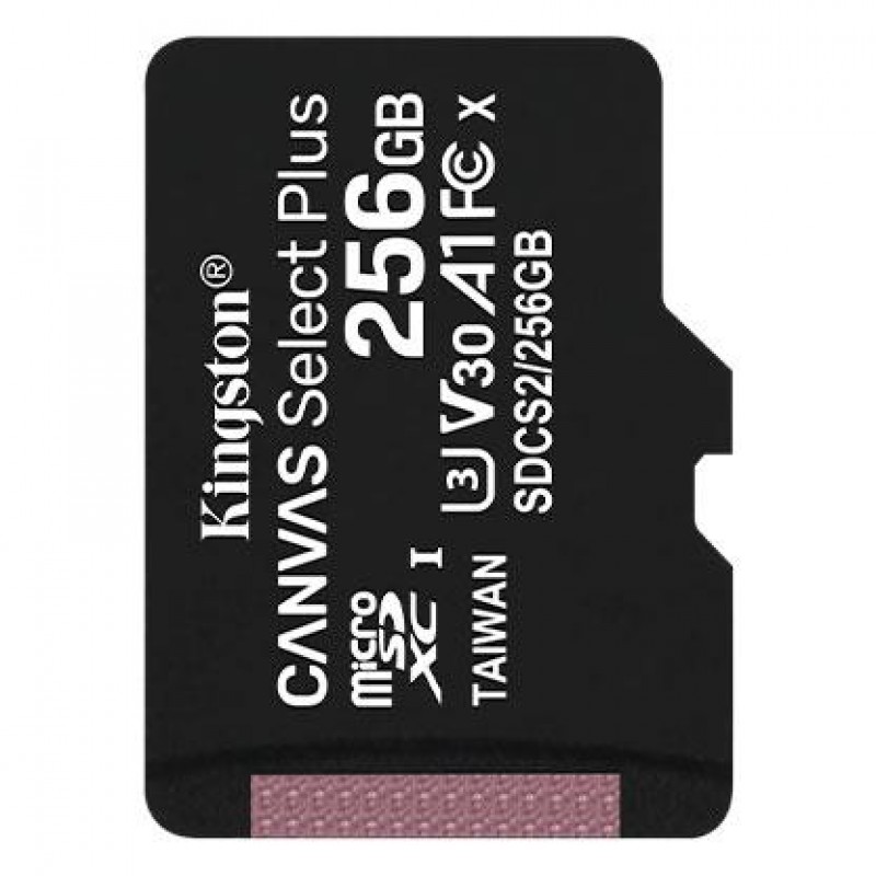 Kingston Canvas Select Plus microSD[Карта пам'яті microSD 256GB C10 UHS-I R100/W85MB/s]