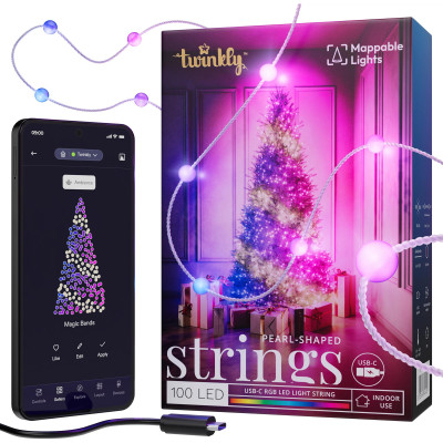 Twinkly Гірлянда Smart LED Twinkly Candies Pearl RGB 100 IP20 6м USB-C кабель прозорий без БЖ
