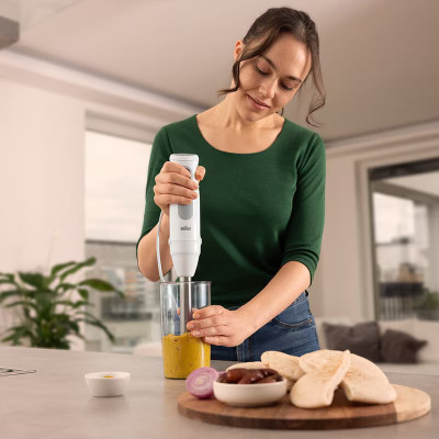 Braun Блендер заглибний MultiQuick 5, 1000Вт, чаша-600мл, винчик, міні-подріб., білий