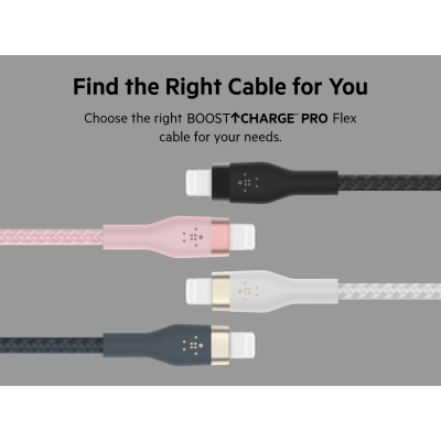 Belkin Кабель USB-С - Lightning BRAIDED SILICONE 1m White Belkin Кабель USB-С - Lightning BRAIDED SILICONE 1m White