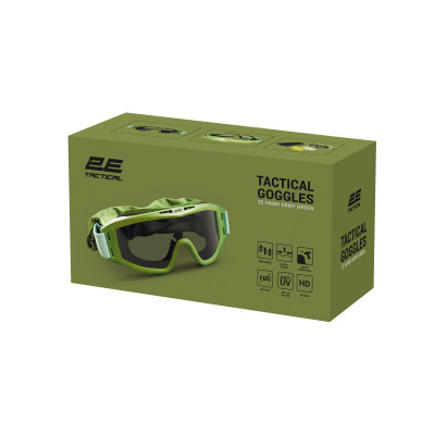 2E Tactical Маска тактична, захисна Hawk Army Green Anti-fog, сумка, 3 лінзи