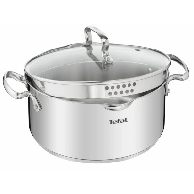 Tefal Кастрюля DUETTO, 5л, з кришкою, нержавіюча сталь, скло