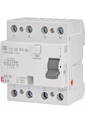 ETI Реле дифференциальное (УЗО)4р EFI-P4 63/0,3 тип AC (10kA)