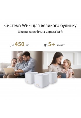 ASUS Система WiFi-Mesh ZenWiFi XD4 AX1800, 1xGE LAN, 1xGE WAN, 3мод, чорний