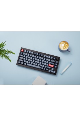 Keychron Клавіатура механічна V1 Max 84Key, Gateron Jupiter Banana, WL/BT/USB-A, QMK, Hot-swap, Knob, EN/UKR, RGB, чорний