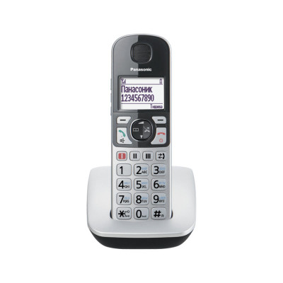 Panasonic Радіотелефон DECT KX-TGE510RUS, чорно-сріблястий Panasonic Радіотелефон DECT KX-TGE510RUS, чорно-сріблястий