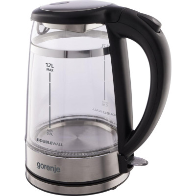 Gorenje Електрочайник 1.7л, 2,200 Вт, strix контроль, скло, чорний