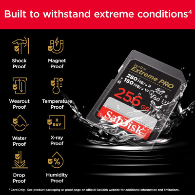 SanDisk Карта пам'яті SD 256GB C10 UHS-II U3 R280/W150MB/s Extreme Pro V60