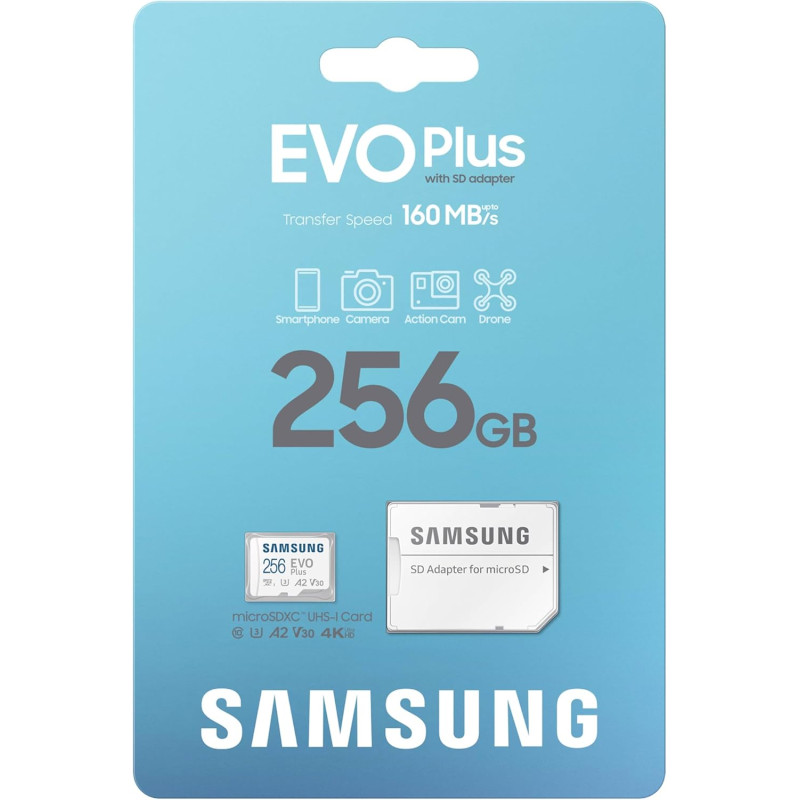 Samsung Карта пам'яті Samsung microSD 256GB C10 UHS-I R130MB/s Evo Plus + SD
