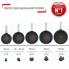 Tefal Сковорода Tefal Excellence Fusion,24см, алюміній, нержавіюча сталь, бакеліт, чорний