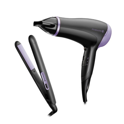Remington Фен+випрямляч Style Essentials, 2000Вт, 3 режими, фен D3010 та випрямляч S1450, фіолетово-чорний