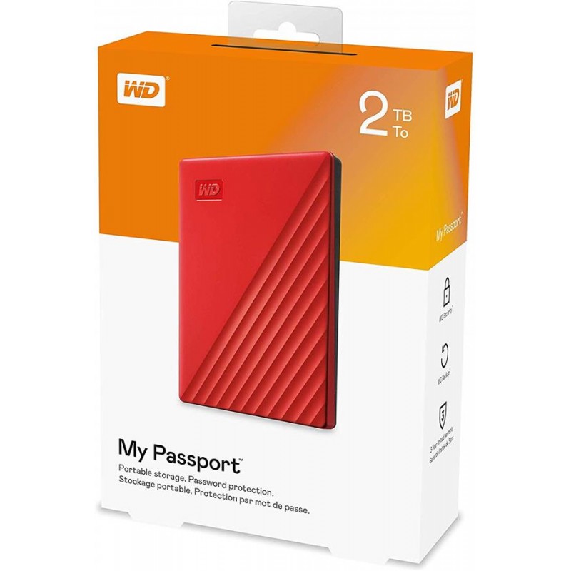 WD Портативний жорсткий диск 2TB USB 3.2 Gen 1 My Passport Red
