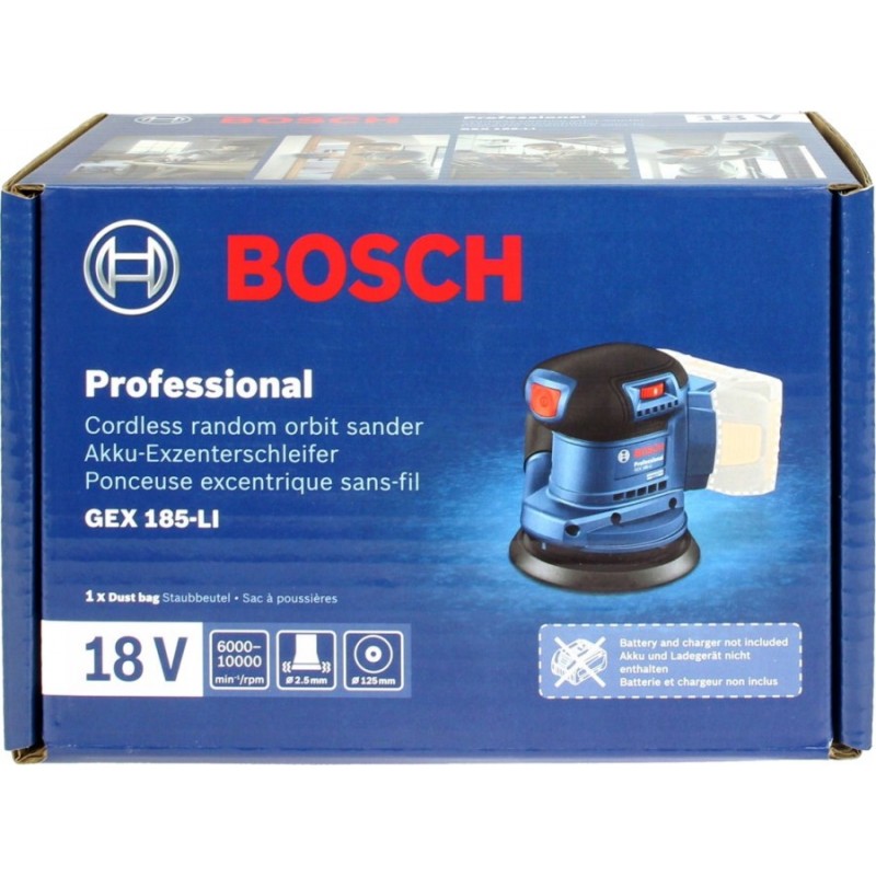 Bosch Шліфмашина ексцентрикова акумуляторна GEX 185-LI
