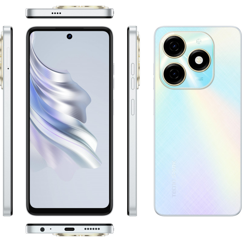TECNO Смартфон Spark 20 (KJ5n) 6.56" 8/256ГБ, 2SIM, 5000мА•год, Cyber White
