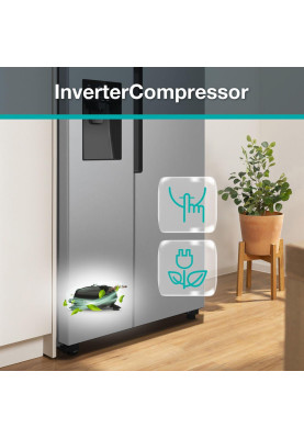 Gorenje Холодильник SBS, 179х70х92см, 2 двері, 376(190)л, А++, NF+, Інв., Зона св-ті, диспенсер, генератор льоду, Зовн. Диспл, нерж