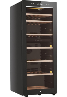 Haier Холодильник Haier для вина, 127x49.7х58.5, мороз.відд.-190л, зон - 2, бут-77, ST, дисплей, чорний