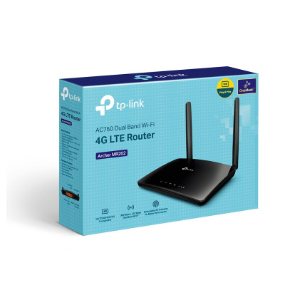 TP-Link Маршрутизатор Archer MR202 AC750, 4G/LTE, 3xFE LAN, 1xFE LAN/WAN, MESH