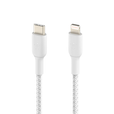 Belkin Кабель USB-C > Lightning заряджання/синхронізації 2м, 30Вт, Type-C, плетений, білий Belkin Кабель USB-C > Lightning заряджання/синхронізації 2м, 30Вт, Type-C, плетений, білий