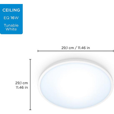 WiZ Світильник стельовий розумний SuperSlim Ceiling, 16W, 1500lm, 29,2см, 2700-6500K, Wi-Fi, білий
