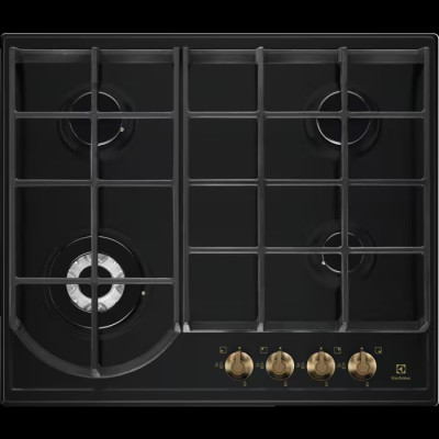 Electrolux Варильна поверхня газова Rococo, 60см, чугун, чорний матовий