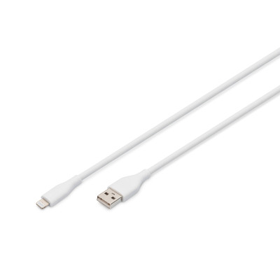 Digitus USB-A > Lightning заряджання/синхронізації, 2м, USB 2.0, 12W, силіконовий, білий