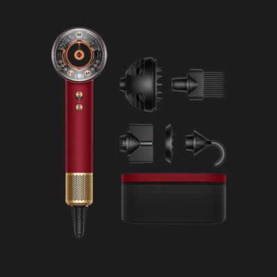 Dyson Фен HD16 Supersonic Nural Red Velvet/Gold, 1600Вт, 3 режими, іонізація, хол. обдув, кейс для зберігання, червоно-золотий