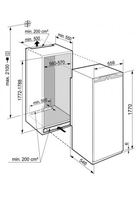 Liebherr Холодильна камера вбудована, 177x55.9х54.6, 291л, А++, ST, диспл внутр., BioFresh, білий