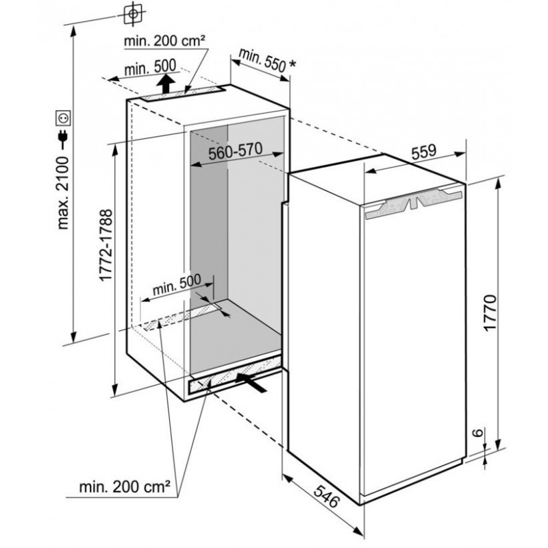 Liebherr Холодильна камера вбудована, 177x55.9х54.6, 291л, А++, ST, диспл внутр., BioFresh, білий