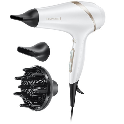 Remington Фен HydraLuxe, 2300Вт, 3 режими, дифузор, іоніз-я, хол. обдув, білий