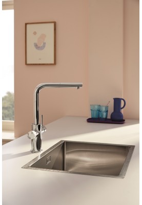 Grohe Змішувач для кухні Blue Pure Minta, довж.виливу - 223мм, поворотний/витяжний, 1+1фильтр, хром