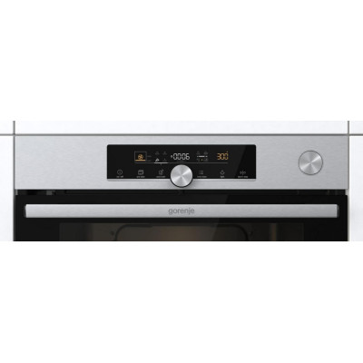 Gorenje Духова шафа електрична, 77л, A+, пара, дисплей, готування на різних рівнях, нерж