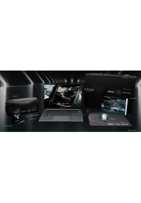 MSI Ноутбук Stealth MercedesAMG A1VGG 16.0 QHD+, Intel Core Ultra 9-185H, 32GB, F1TB, NVD4070-8, W11, чорний