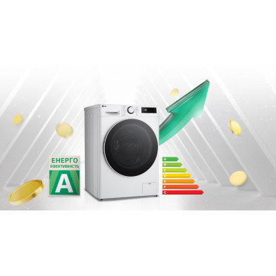 LG Пральна машина фронтальна, 8кг, 1200, A, 48см, дисплей, пара, інвертор, білий