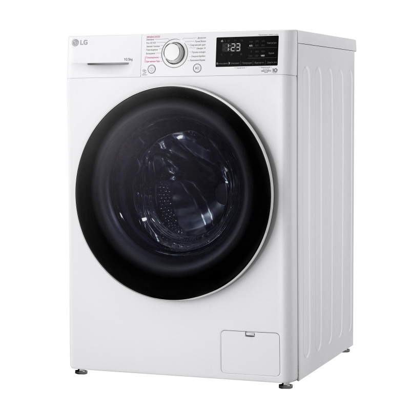 LG Пральна машина фронтальна, 10,5кг, 1400, A+++, 57см, дисплей, пара, інвертор, білий