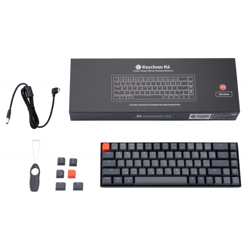 Keychron Клавіатура K6 68 Key Gateron White LED Red