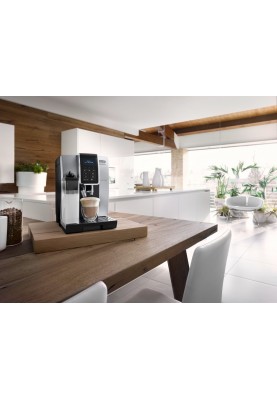 Delonghi Кавомашина, 1.8л, зерно+мелена, автомат.капуч, авторецептів -10, підігрів чашок, кофемолка, чорно-срібний