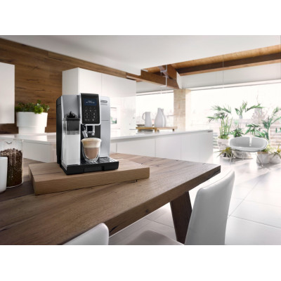 Delonghi Кавомашина, 1.8л, зерно+мелена, автомат.капуч, авторецептів -10, підігрів чашок, кофемолка, чорно-срібний