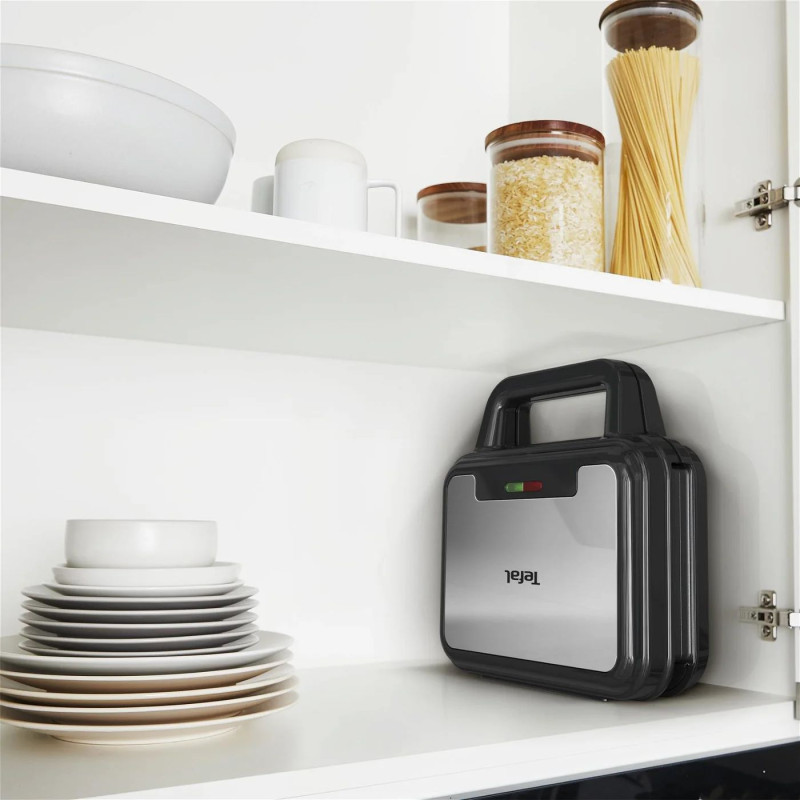 Tefal Мультимейкер UltraCompact 3in1 700Вт, тефлон, 3 пластини, корпус-метал, чорно-сірий