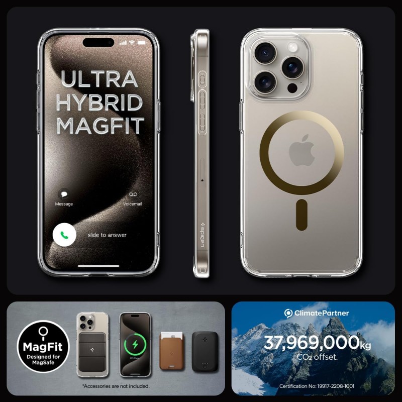 Spigen Чохол для Apple iPhone 15 Pro Ultra Hybrid MagFit, Gold