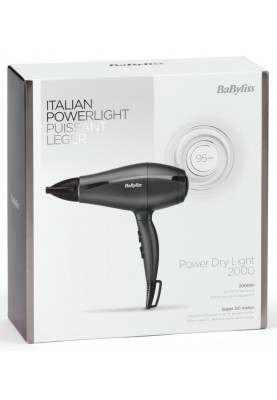 BaByliss Фен Super Light Pro, 2000Вт, 3 режими, HTDC мотор, тонкий концентратор 6 мм, чорний