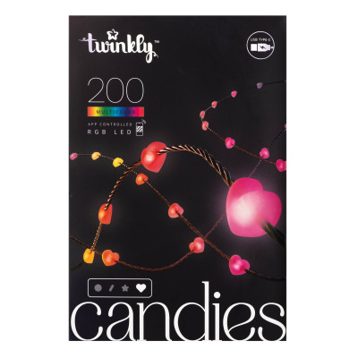 Twinkly Гірлянда Smart LED Twinkly Candies Heart RGB 200 IP20 12м USB-C кабель зелений без БЖ