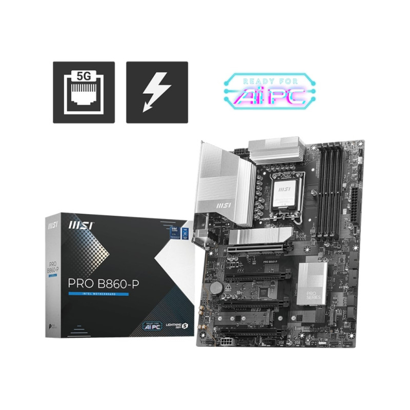 MSI Материнcька плата PRO B860-P s1851 B860 4xDDR5 M.2 HDMI DP ATX