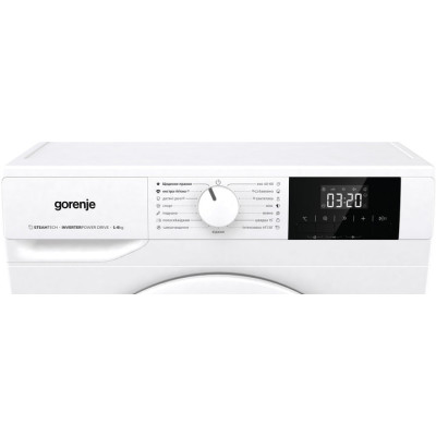 Gorenje Пральна машина фронтальна, 6кг, 1000, A+++, 43.5см, дисплей, пар, інвертор, білий