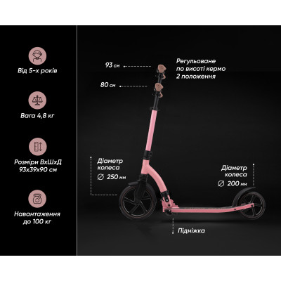 Miqilong Самокат Beagle рожевий